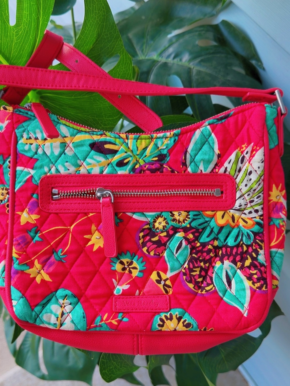 Vera Bradley Raspberry Multi Floral Quilted Crossbody Bag